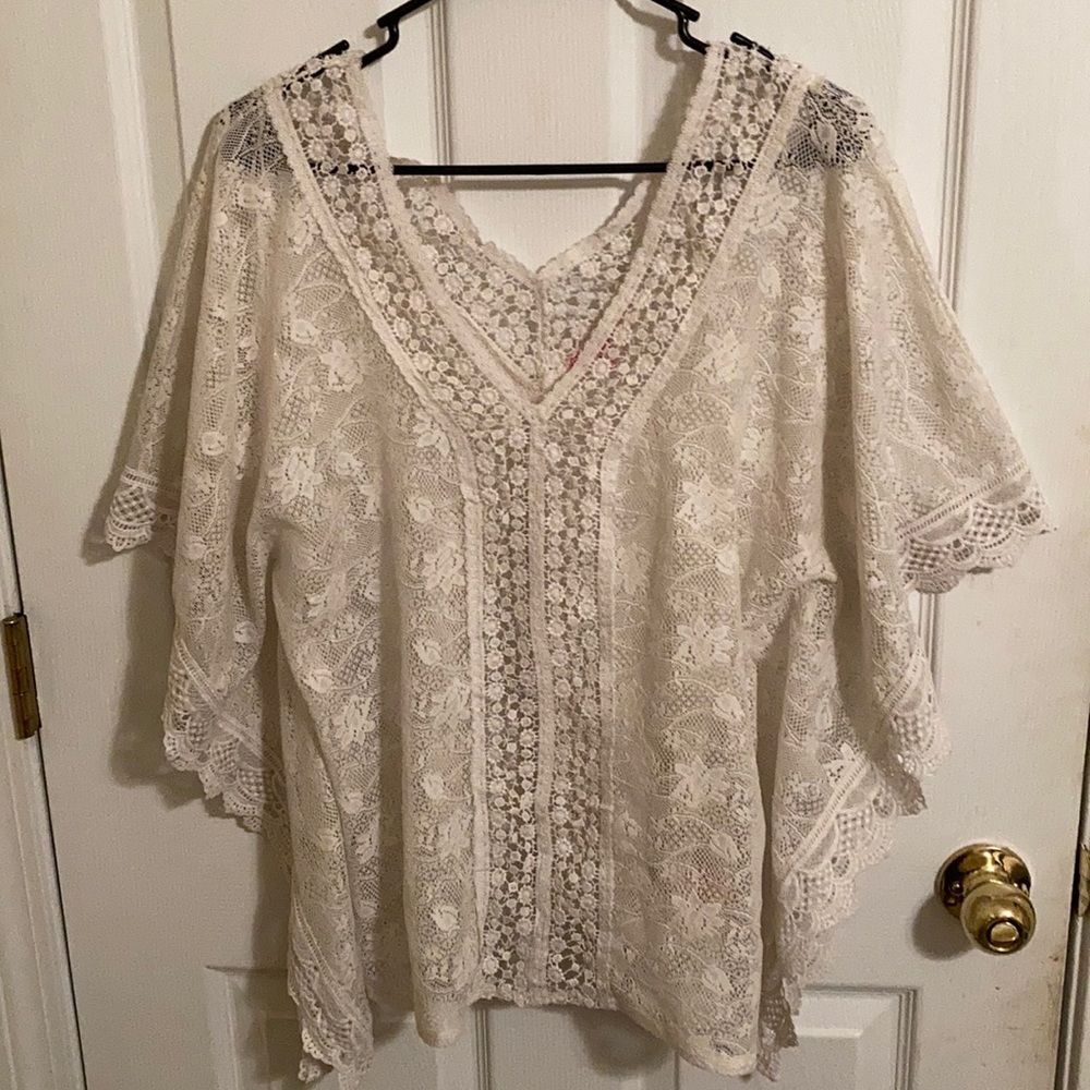 Candie’s Crochet cream blouse